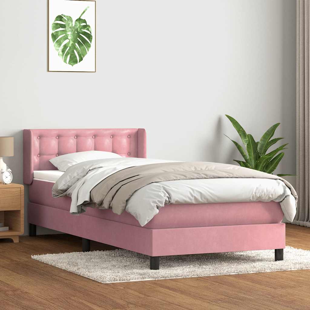 Box Spring Postel S Matrací Růžový Samet Růžová