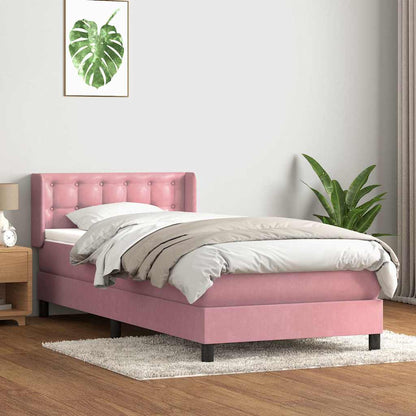 Box Spring Postel S Matrací Růžový Samet Růžová