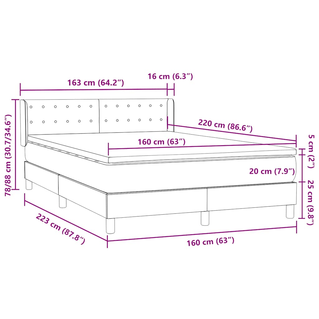 Box Spring Postel S Matrací Samet Světle Šedá