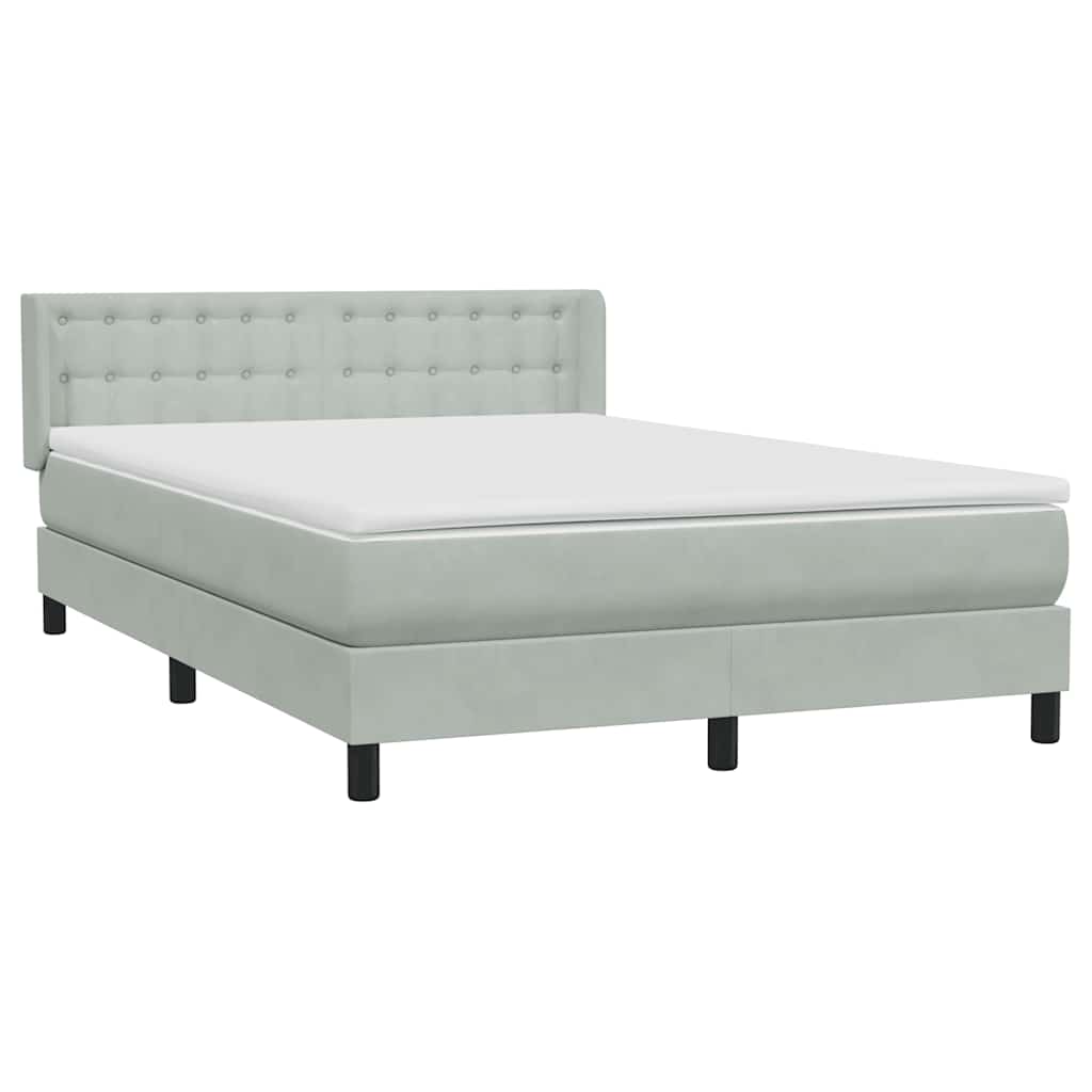 Box Spring Postel S Matrací Samet Světle Šedá