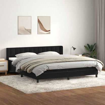 Box Spring Postel S Matrací Černá Samet Černá