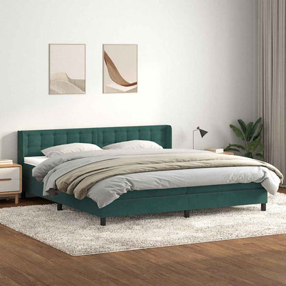 Box Spring Postel S Matrací Samet Tmavě Zelená