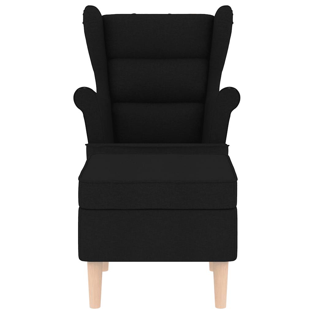 Křeslo S Podnožkou Černé Textil