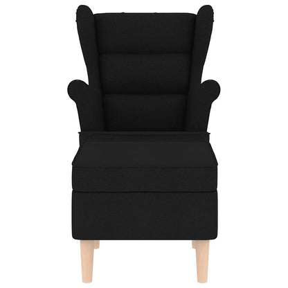 Křeslo S Podnožkou Černé Textil