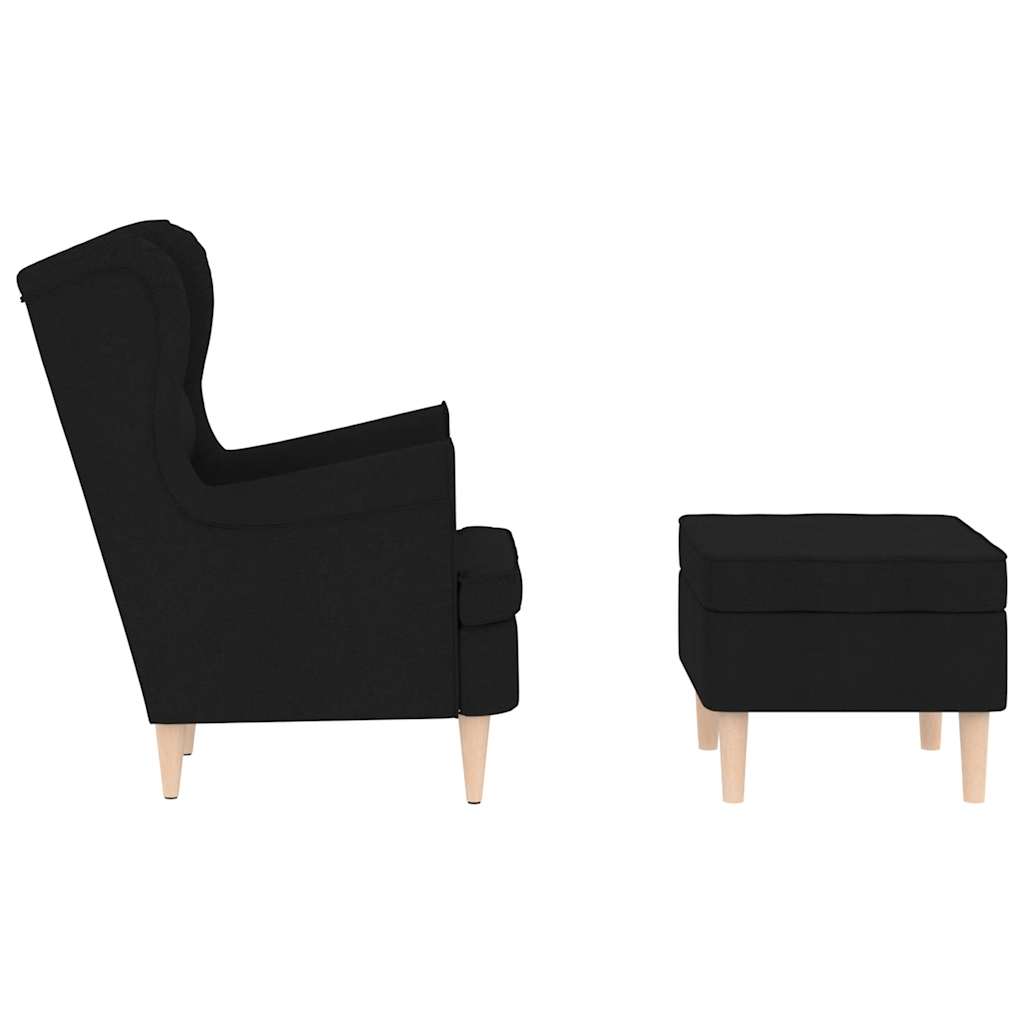 Křeslo S Podnožkou Černé Textil