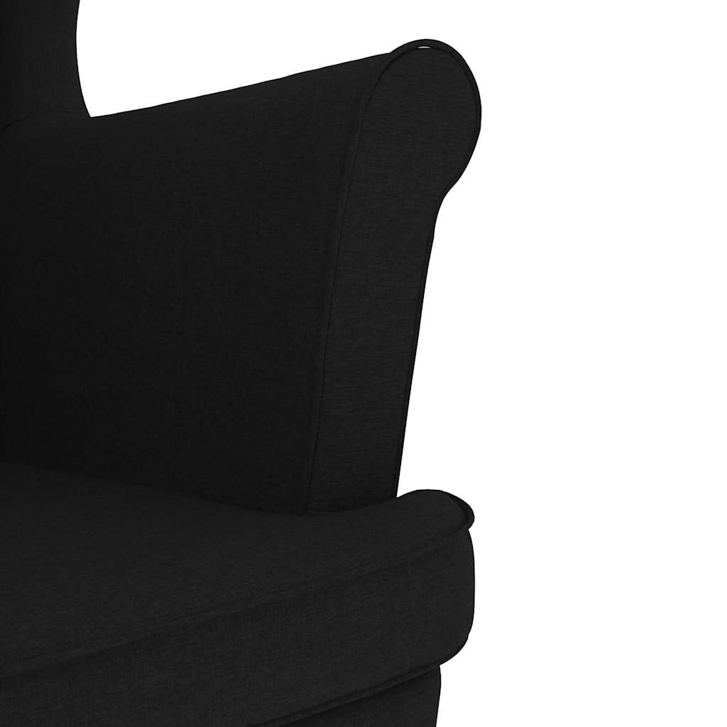 Křeslo S Podnožkou Černé Textil