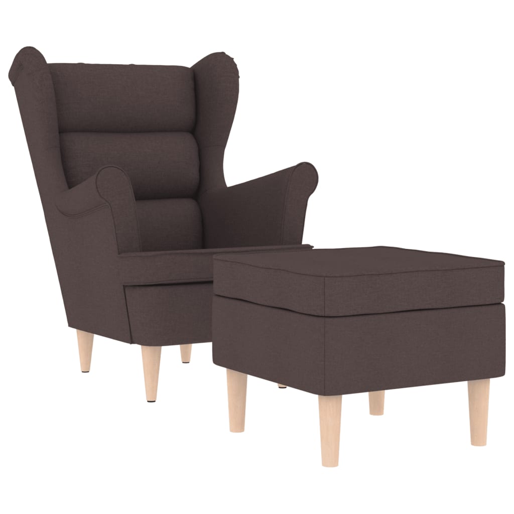 Křeslo S Podnožkou Tmavě Hnědé Textil