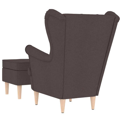 Křeslo S Podnožkou Tmavě Hnědé Textil