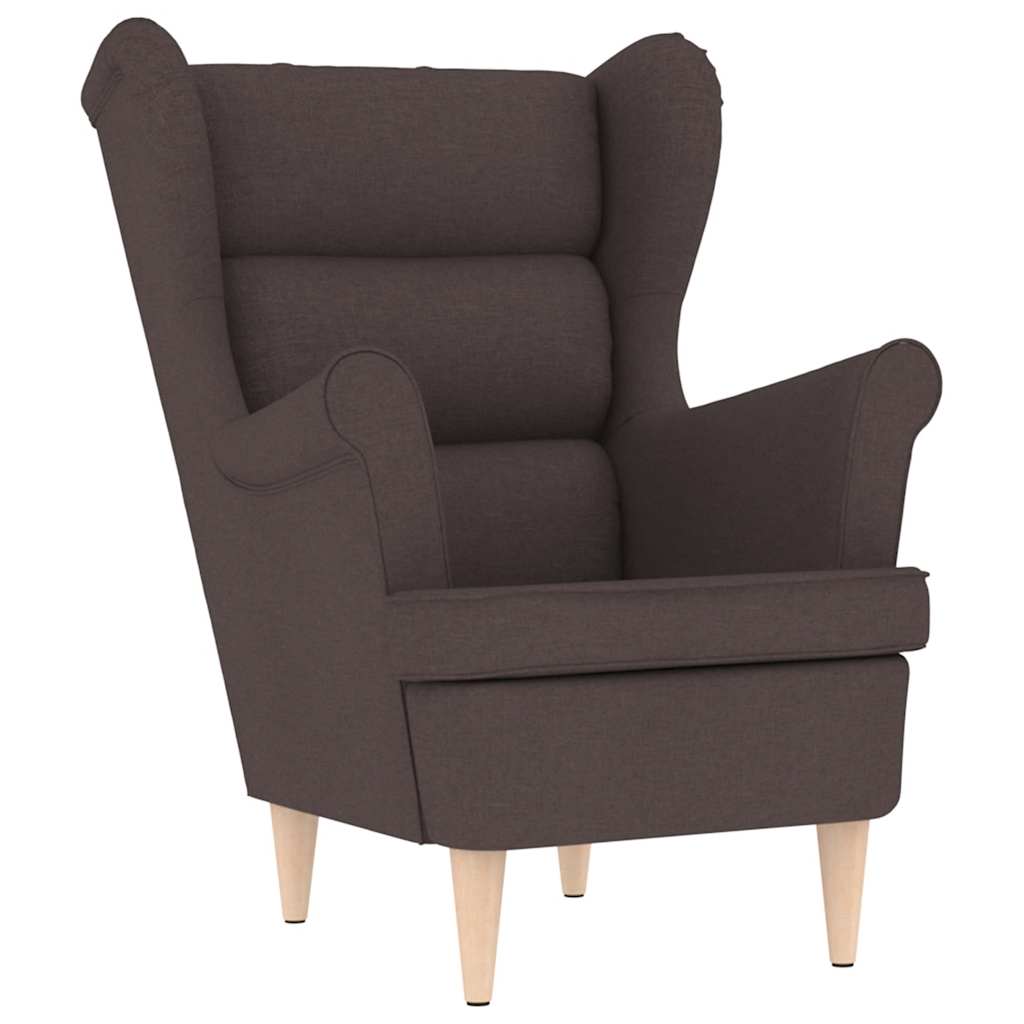 Křeslo S Podnožkou Tmavě Hnědé Textil