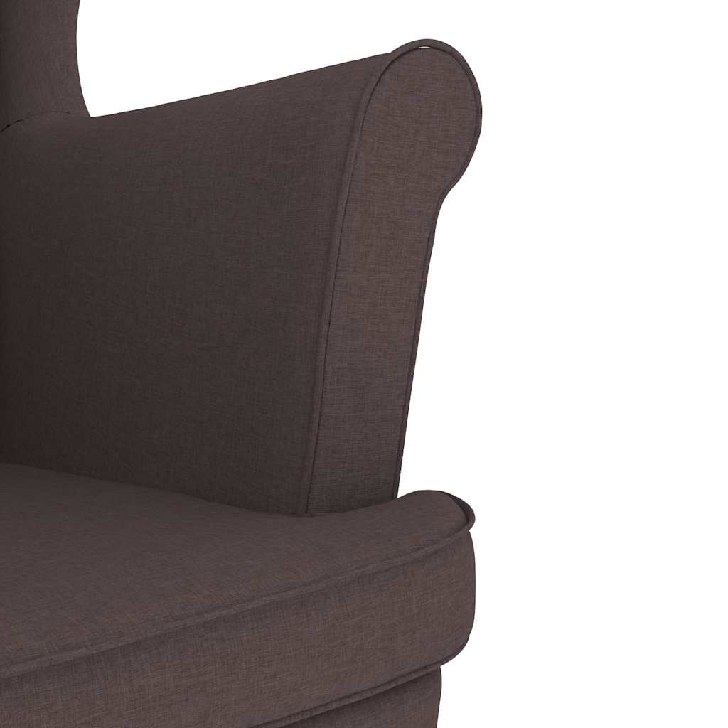 Křeslo S Podnožkou Tmavě Hnědé Textil