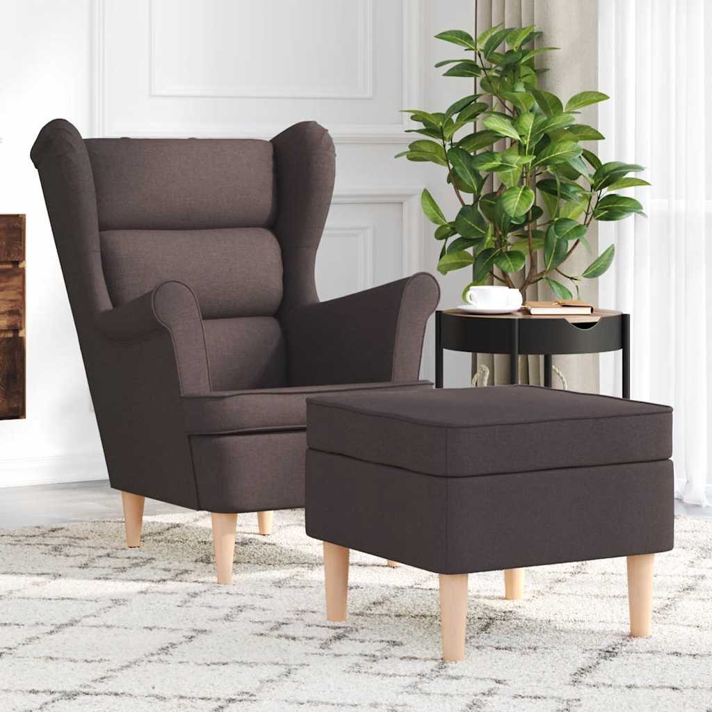 Křeslo S Podnožkou Tmavě Hnědé Textil