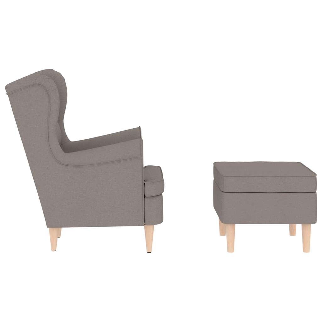 Křeslo S Podnožkou Taupe Textil