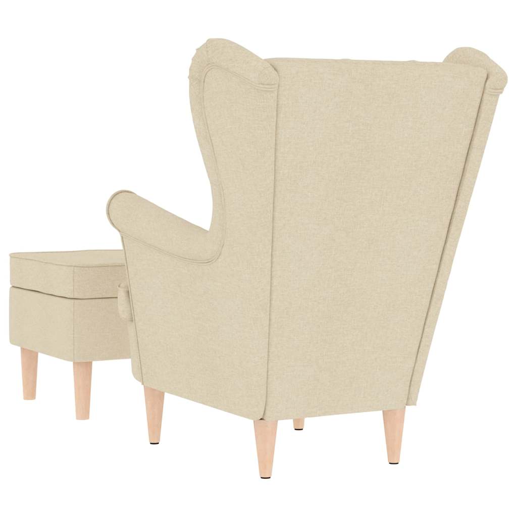 Křeslo S Podnožkou Krémové Textil