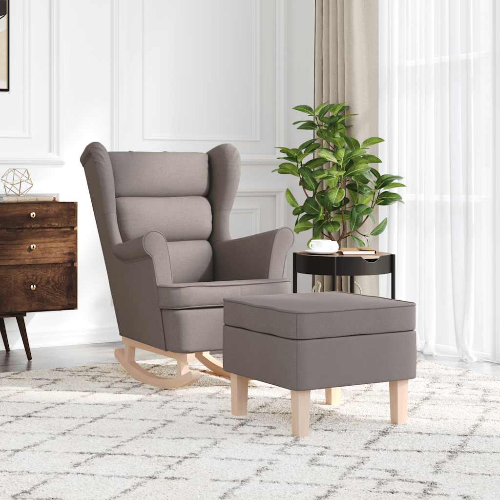 Houpací Křeslo S Podnožkou Taupe Textil