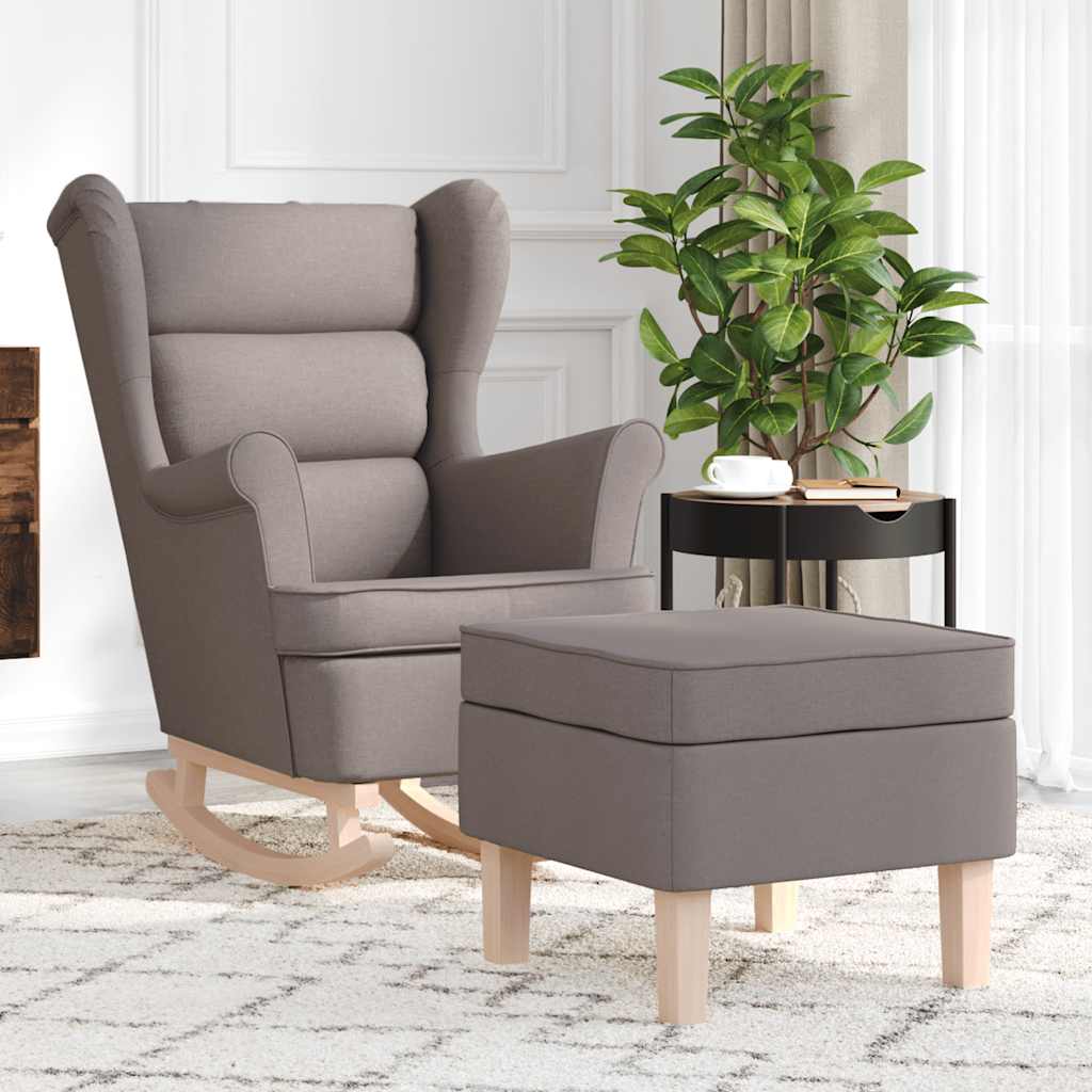 Houpací Křeslo S Podnožkou Taupe Textil