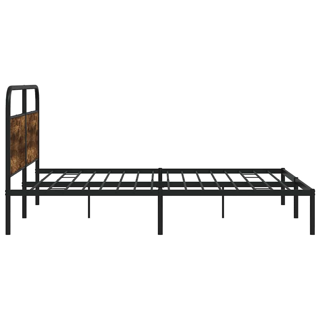 Kovový Rám Postele Bez Matrace Kouřový Dub 200 X 200 Cm