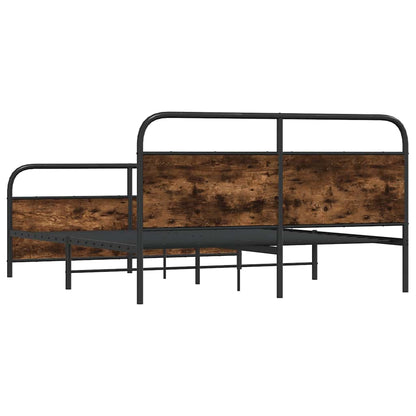 Kovový Rám Postele Bez Matrace Kouřový Dub 200 X 200 Cm