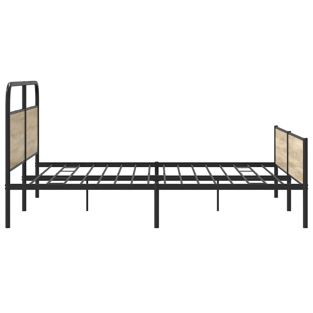 Kovový Rám Postele Bez Matrace Kouřový Dub 183 X 213 Cm