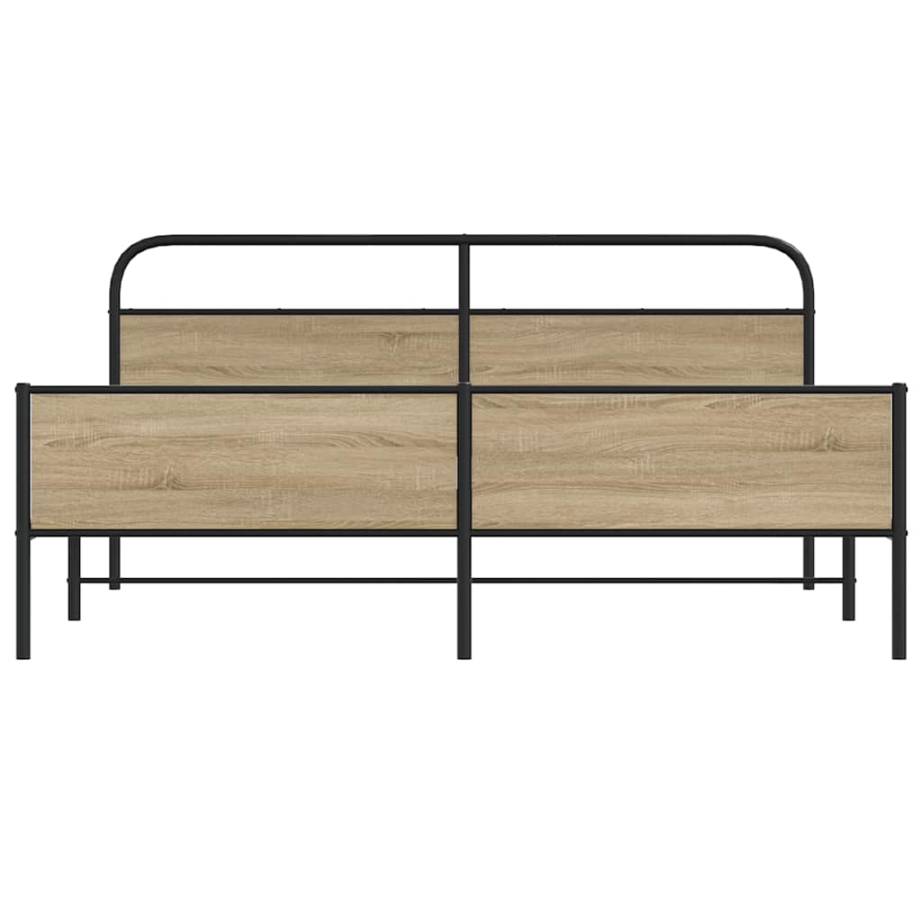Kovový Rám Postele Bez Matrace Kouřový Dub 200 X 200 Cm