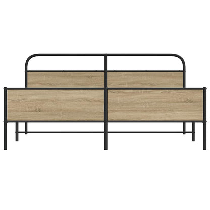 Kovový Rám Postele Bez Matrace Kouřový Dub 200 X 200 Cm