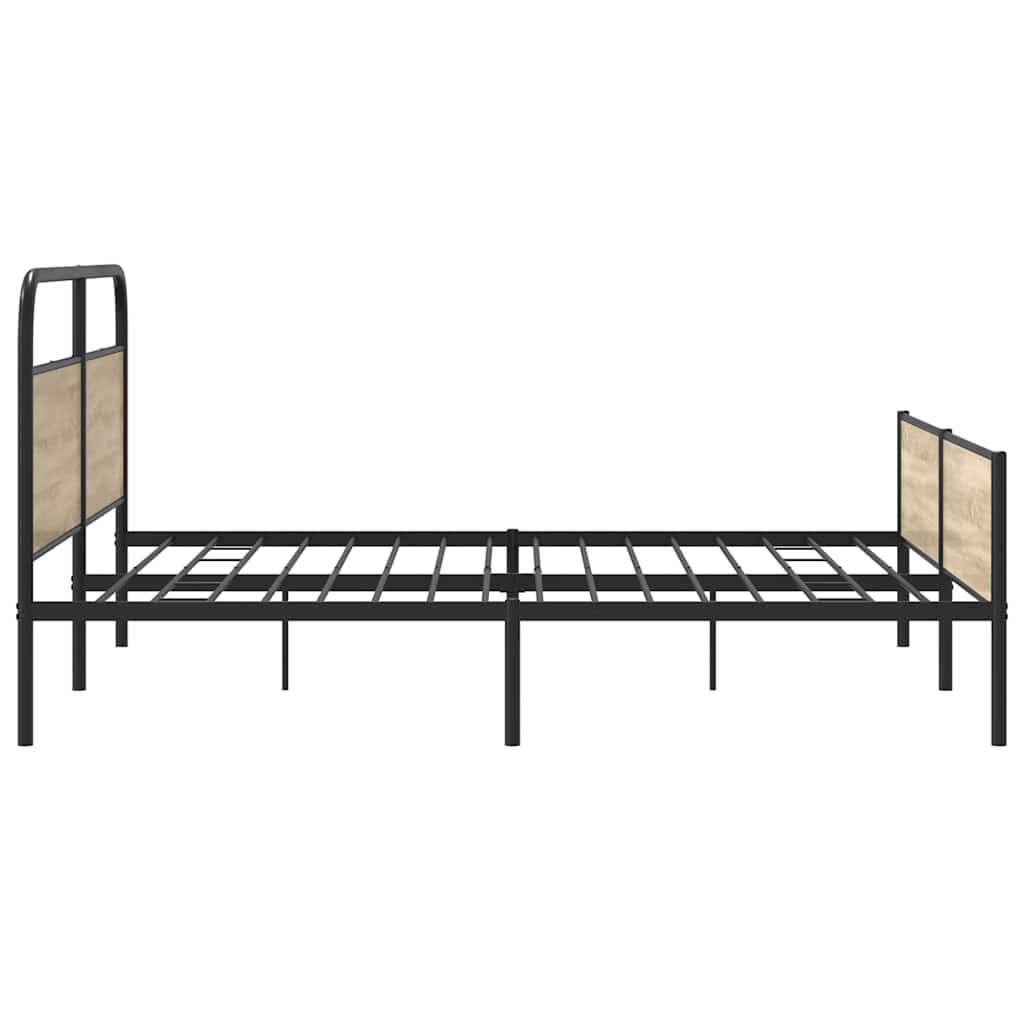 Kovový Rám Postele Bez Matrace Kouřový Dub 200 X 200 Cm