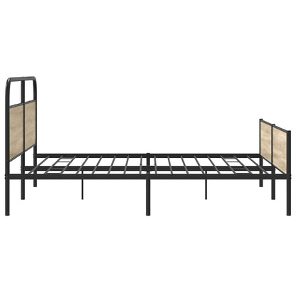 Kovový Rám Postele Bez Matrace Kouřový Dub 200 X 200 Cm