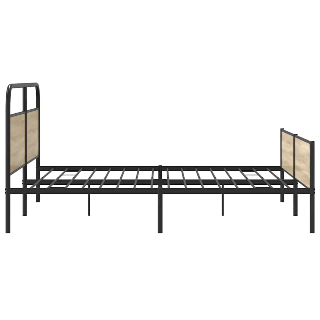 Kovový Rám Postele Bez Matrace Kouřový Dub 150 X 200 Cm