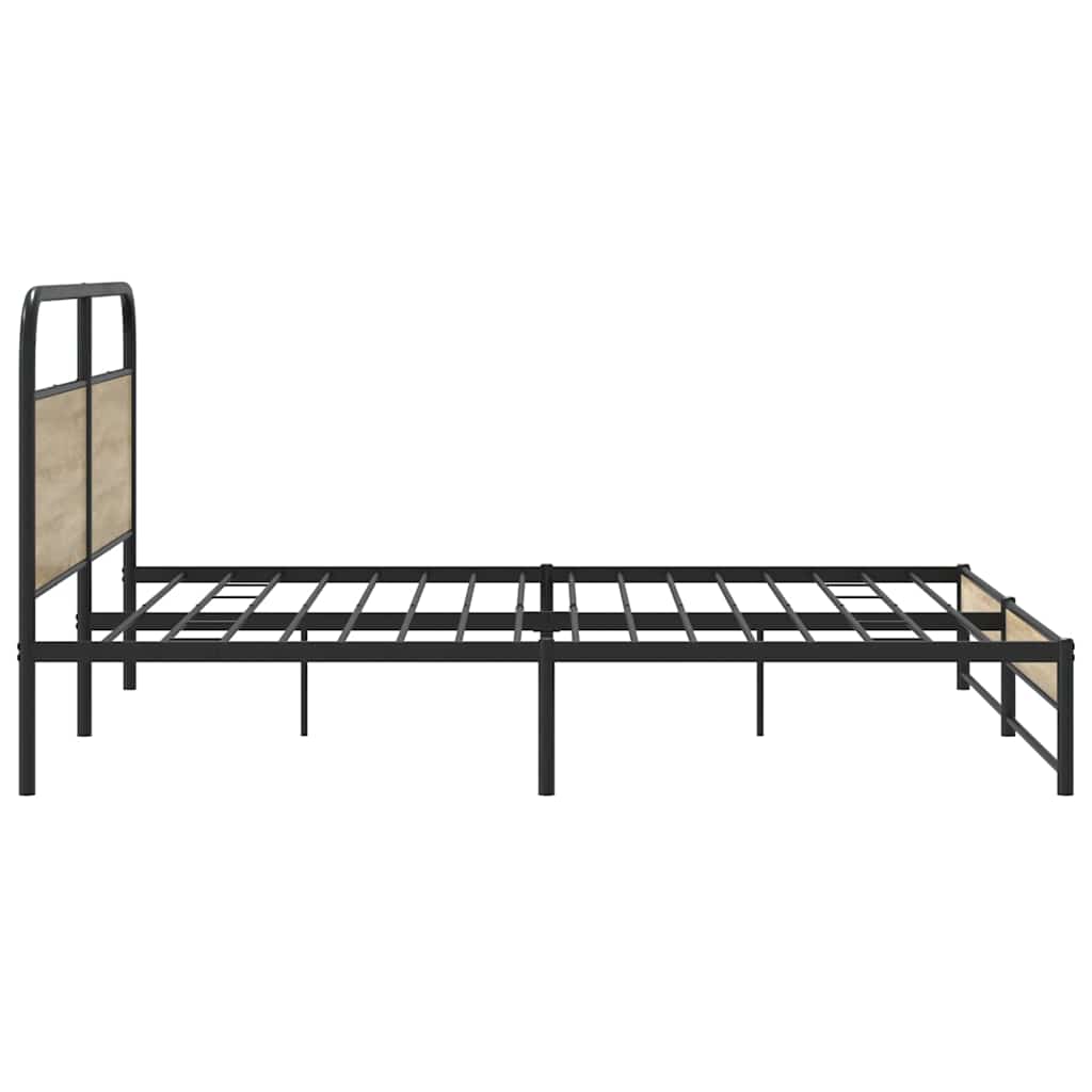 Kovový Rám Postele Bez Matrace Kouřový Dub 200 X 200 Cm