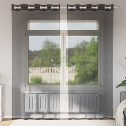 Voálové Závěsy S Průchodkami 2 Ks Černé Černá