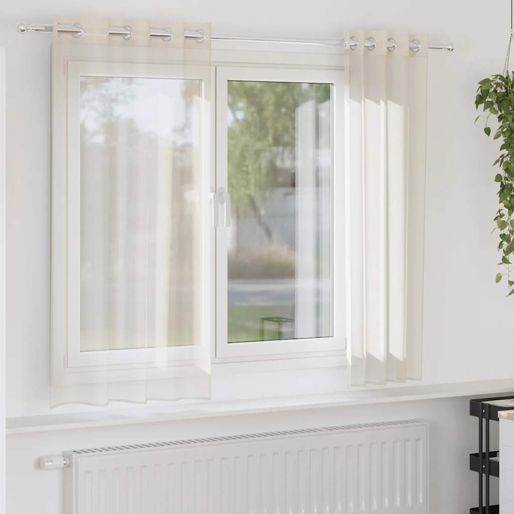 Voálové Závěsy S Průchodkami 2 Ks Krémové Krémová