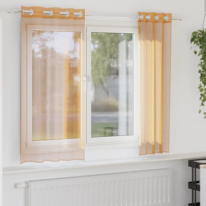 Voálové Záclony S Průchodkami 2 Ks Oranžová Orange