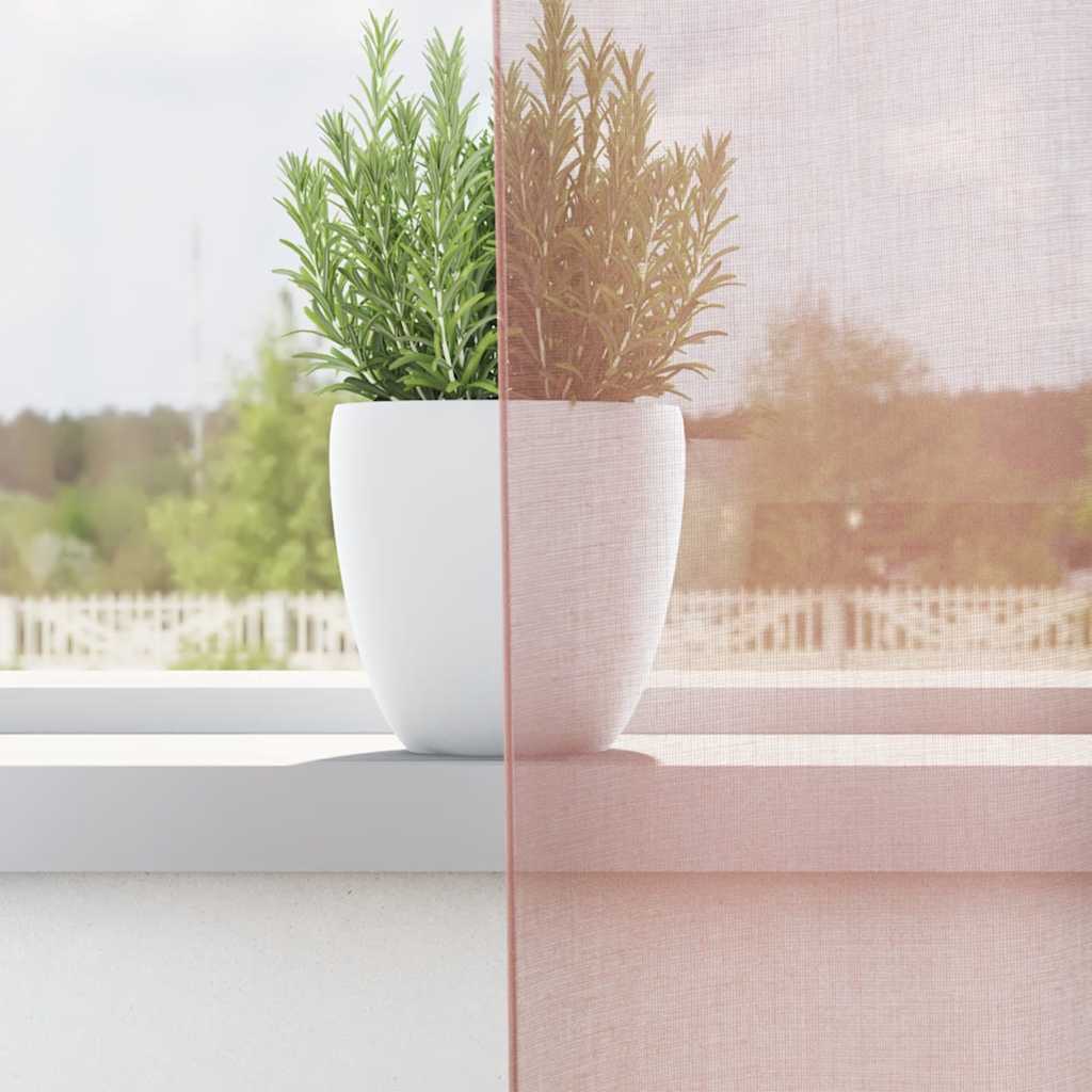 Voálové Závěsy S Průchodkami 2 Ks Růžové Růžová