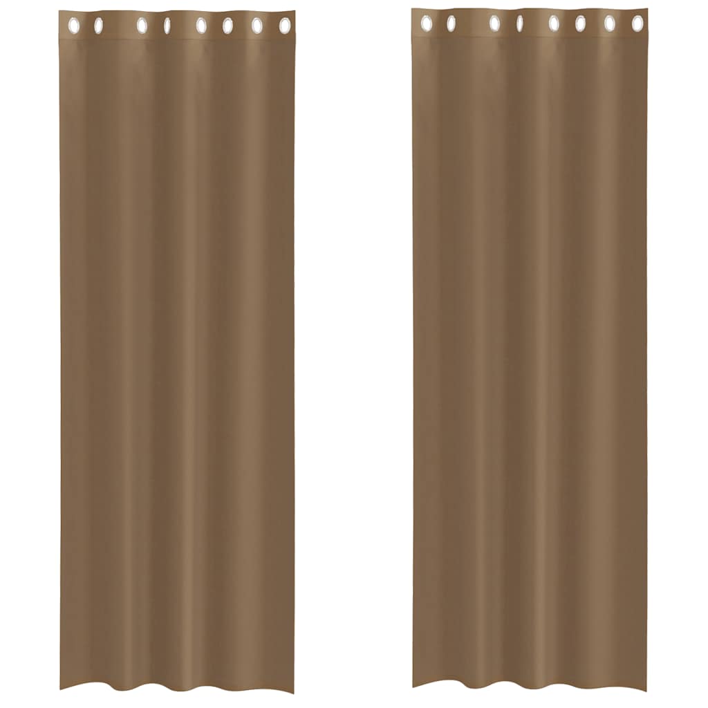 Voálové Záclony S Průchodkami 2 Ks Světle Hnědá