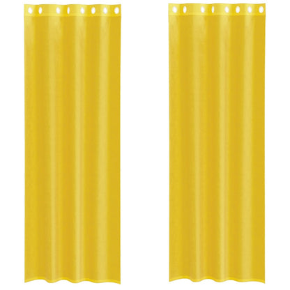 Voálové Záclony S Průchodkami 2 Ks Žlutá