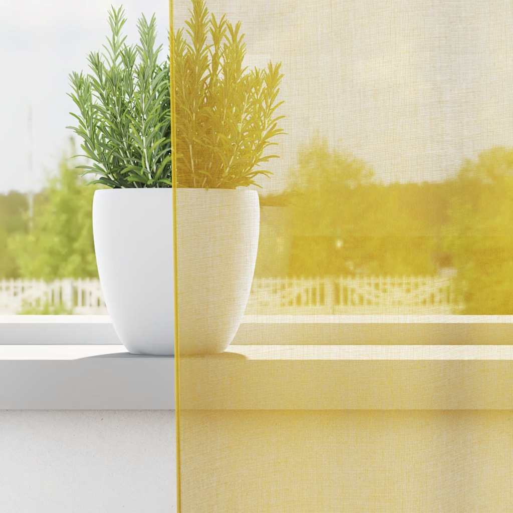 Voálové Záclony S Průchodkami 2 Ks Žlutá