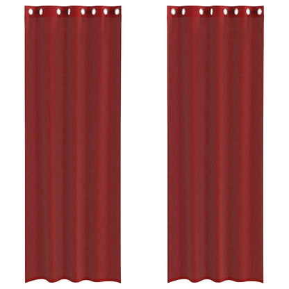 Voálové Záclony S Průchodkami 2 Ks Víno Červená Vínová Červená