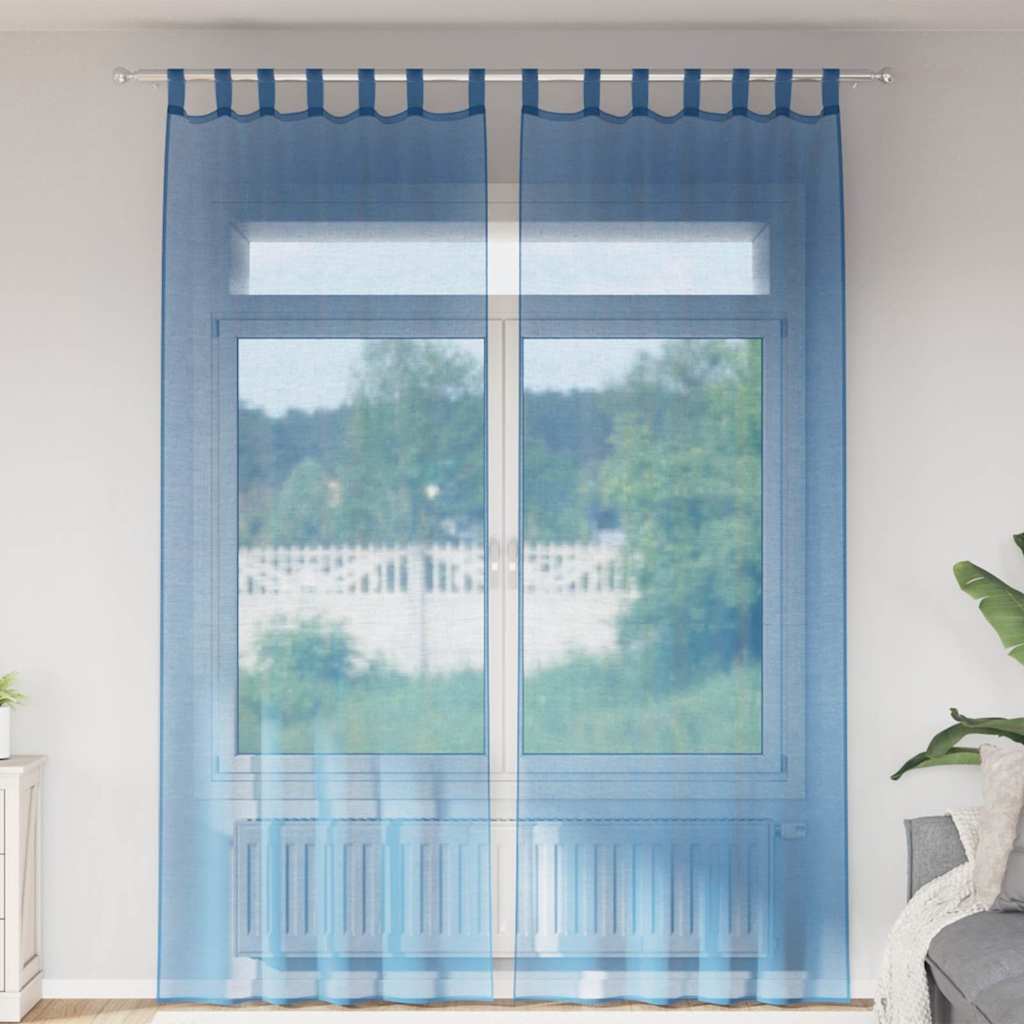 Voálové Záclony S Tyčovými Kapsami 2 Ks Královská Modrá