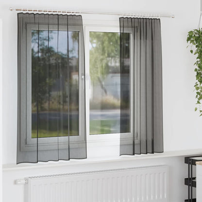 Voálové Závěsy S Průchodkami 2 Ks Černé Černá