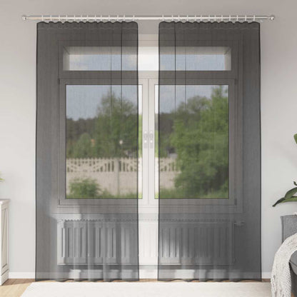 Voálové Závěsy S Průchodkami 2 Ks Černé Černá