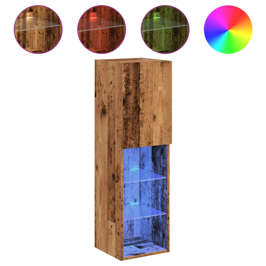Tv Skříňka S Led Osvětlením Old Wood 30,5 X 30 X Staré Dřevo