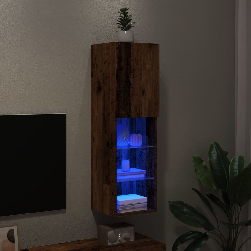 Tv Skříňka S Led Osvětlením Old Wood 30,5 X 30 X Staré Dřevo