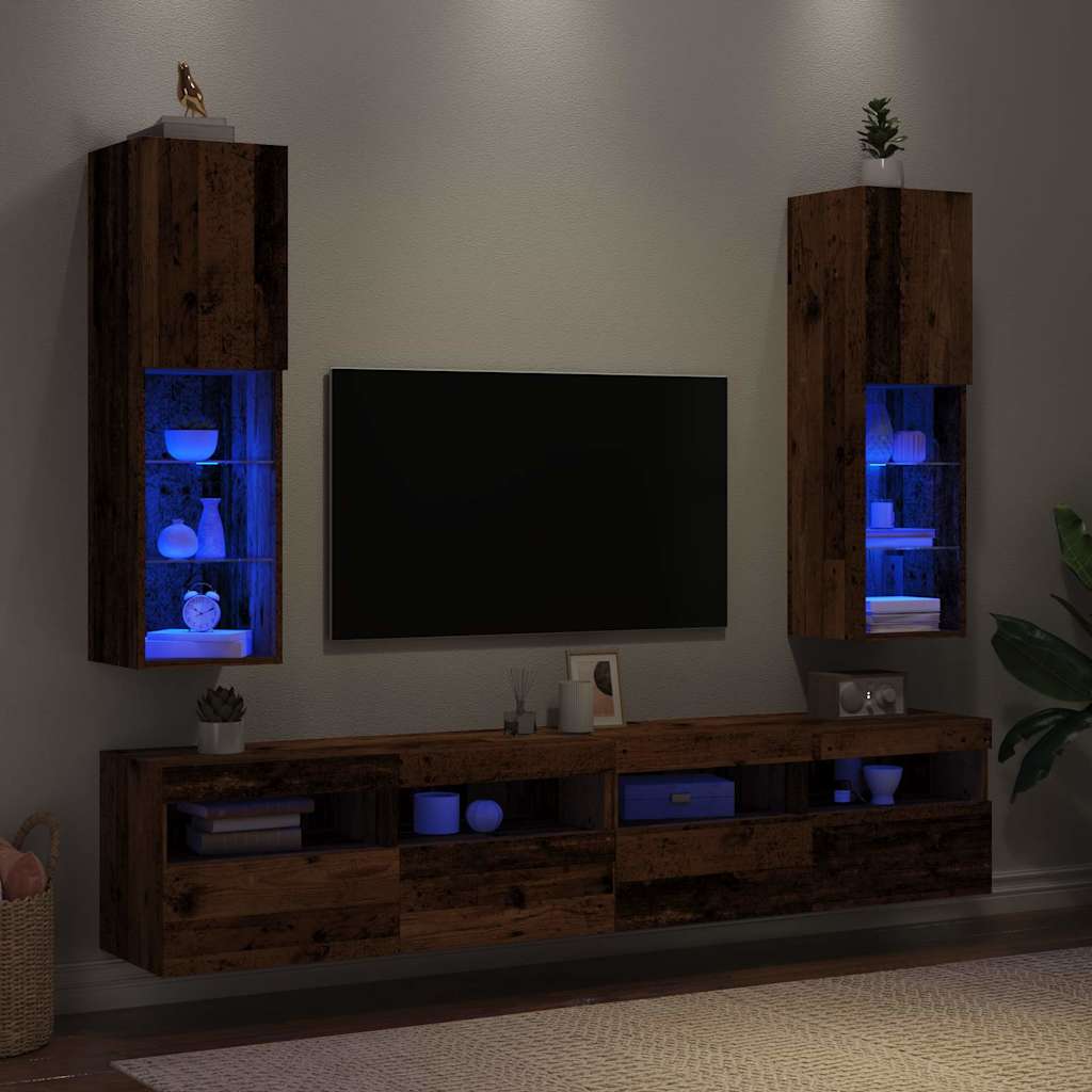 Tv Skříňka S Led Osvětlením Old Wood 30,5 X 30 X Staré Dřevo