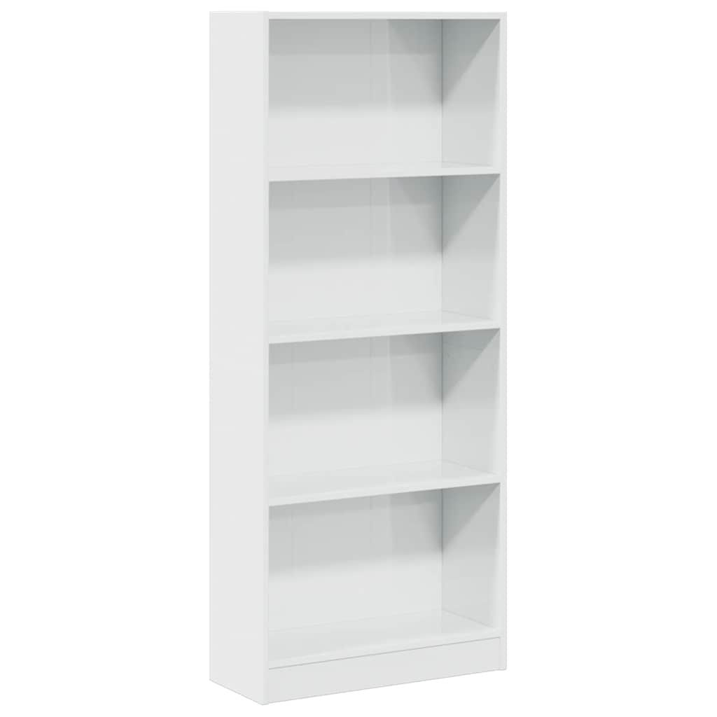 Knihovna Bílá S Vysokým Leskem 60X24X143 Cm Kompozitní Dřevo