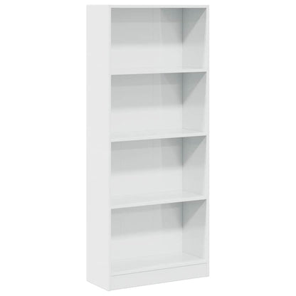 Knihovna Bílá S Vysokým Leskem 60X24X143 Cm Kompozitní Dřevo