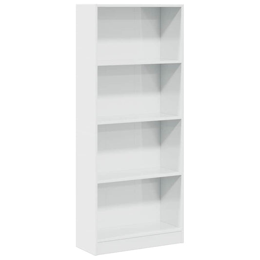 Knihovna Bílá S Vysokým Leskem 60X24X143 Cm Kompozitní Dřevo