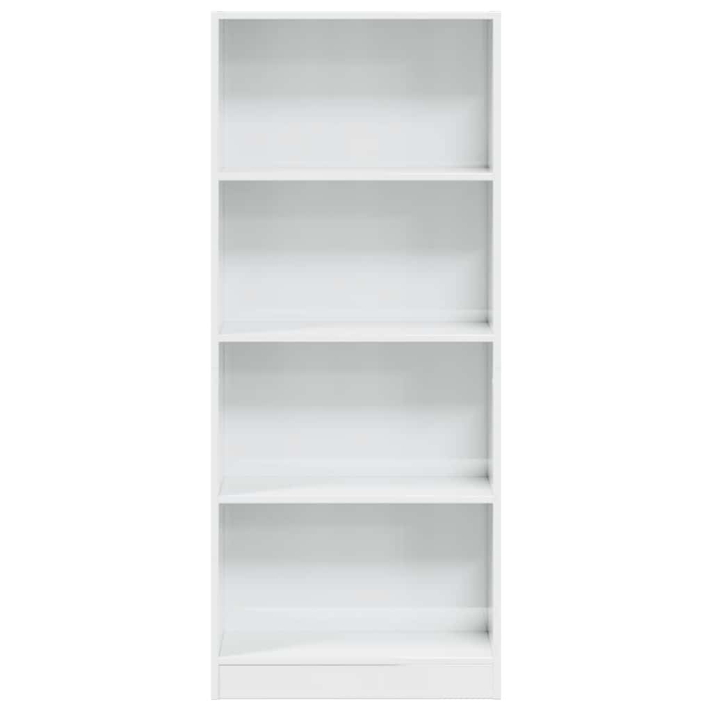 Knihovna Bílá S Vysokým Leskem 60X24X143 Cm Kompozitní Dřevo
