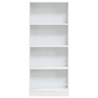 Knihovna Bílá S Vysokým Leskem 60X24X143 Cm Kompozitní Dřevo