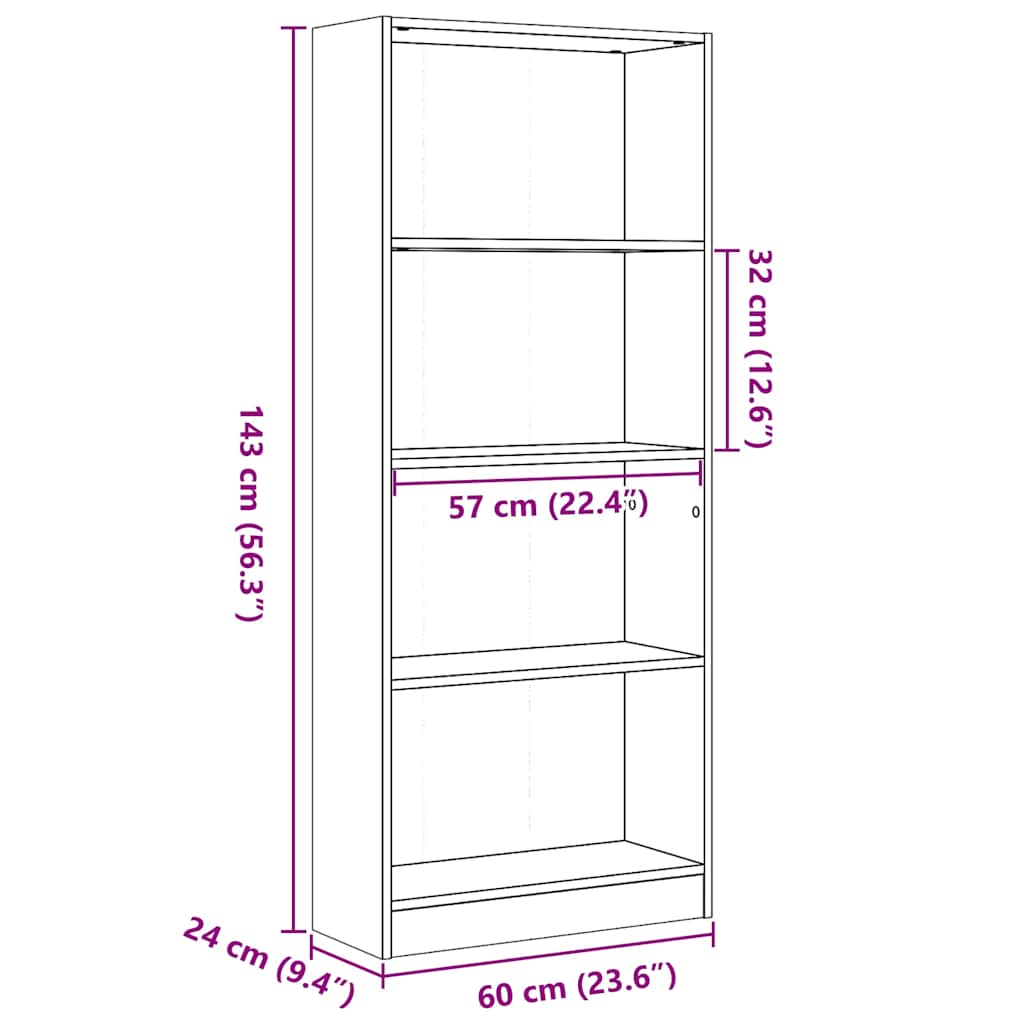 Knihovna Bílá S Vysokým Leskem 60X24X143 Cm Kompozitní Dřevo