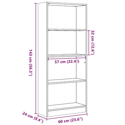 Knihovna Bílá S Vysokým Leskem 60X24X143 Cm Kompozitní Dřevo