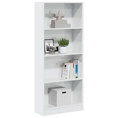 Knihovna Bílá S Vysokým Leskem 60X24X143 Cm Kompozitní Dřevo